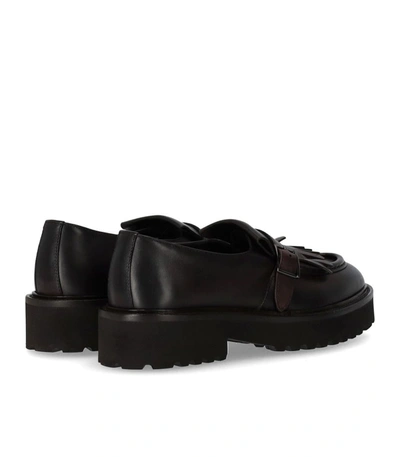 Shop Doucal's Deco' Dark Brown Loafer With Fringe