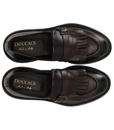 Shop Doucal's Deco' Dark Brown Loafer With Fringe