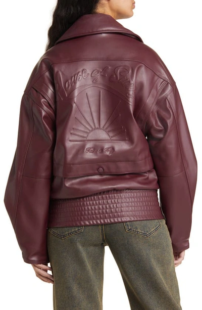 Shop House Of Sunny The Hybrid Faux Leather Jacket In Rouge