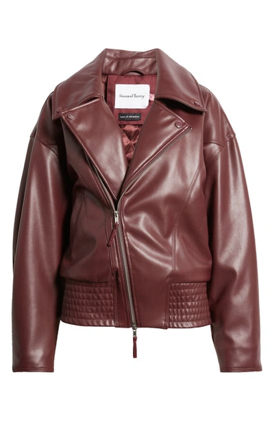 Shop House Of Sunny The Hybrid Faux Leather Jacket In Rouge