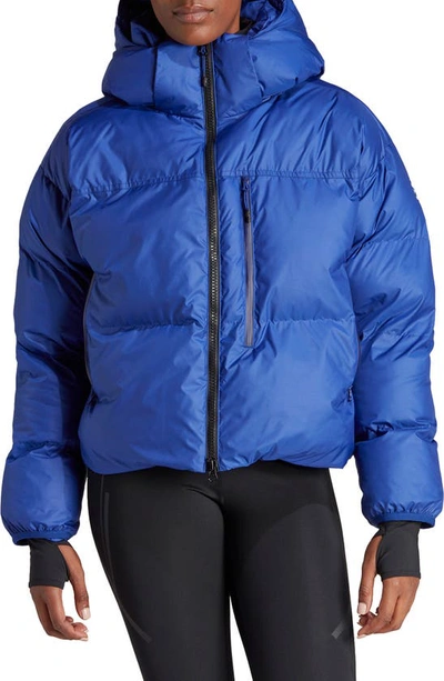 Shop Adidas By Stella Mccartney Truenature Crop Puffer Jacket In Mystery Ink