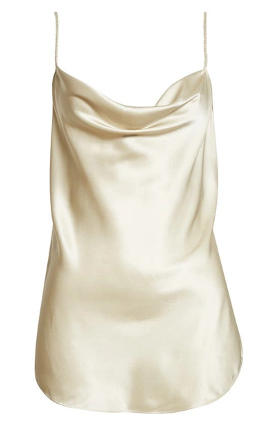 Shop Cinq À Sept Marta Cowl Neck Silk Camisole In Light Plaster