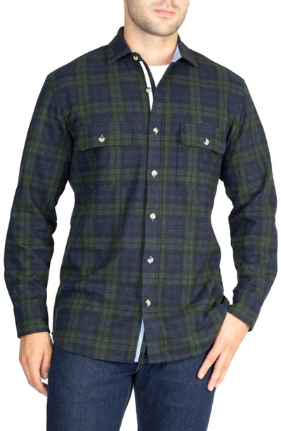 Shop Tailorbyrd Blackwatch Patterned Sweater Shirt In Hunter