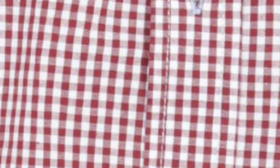 Shop Tailorbyrd Classic Gingham Cotton Stretch Button Down Shirt In Red