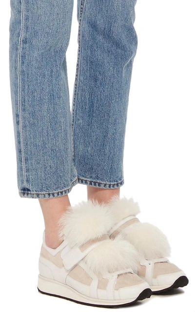 Shop Pierre Hardy Fox Fur Trainers