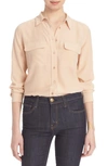 Equipment Short Sleeve Slim Signature Blouse In Nude