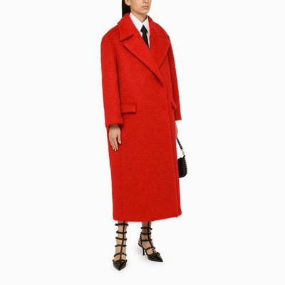 Shop Valentino Red Wool Oversized Coat Women