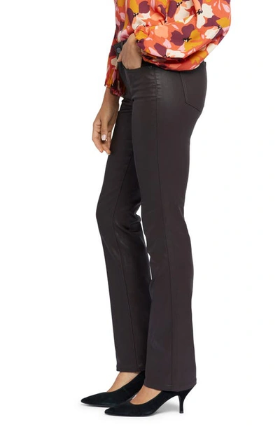 Shop Nydj Marilyn Coated Straight Leg Jeans In Cordovan Coated