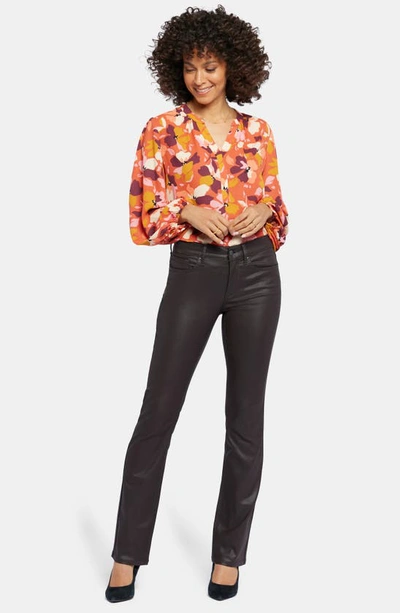 Nydj Marilyn Coated High Rise Straight Jeans In Cordovan Coated