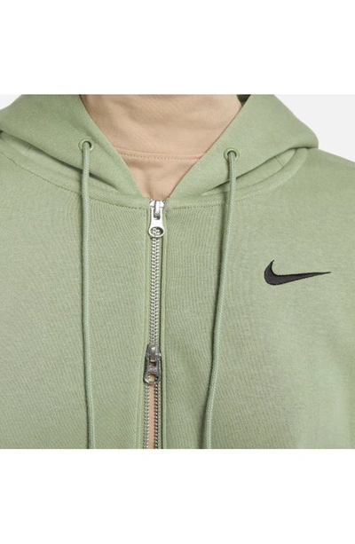 Shop Nike Sportswear Phoenix Fleece Full Zip Hoodie In Oil Green/ Black