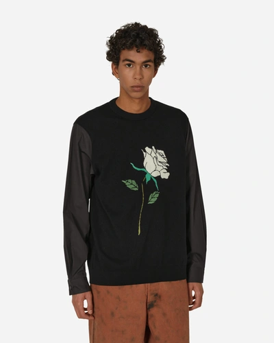 Shop Undercover White Rose Crewneck Sweater In Black