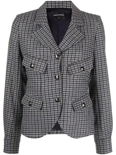 Shop Emporio Armani Ea7  Wool Blend Single-breasted Blazer Jacket In Grey