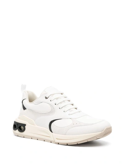 Shop Ferragamo Leahter Sneakers In White