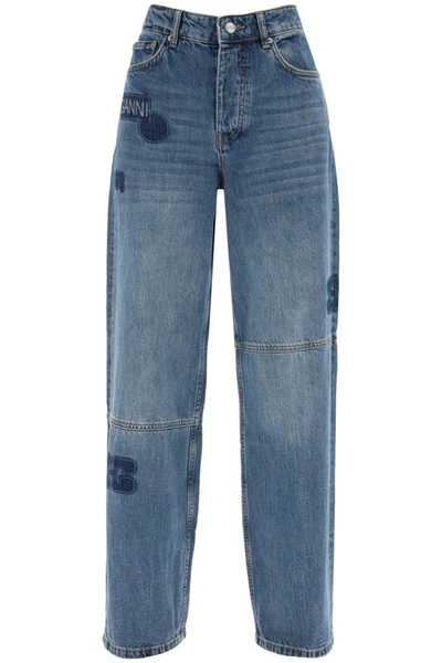 Shop Ganni Izey Wide-leg Jeans In Blue