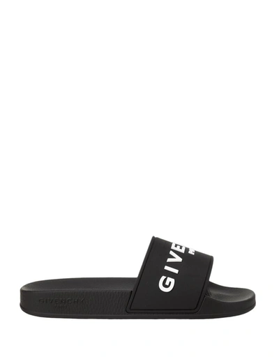 Shop Givenchy Rubber Slippers With Logo In Black