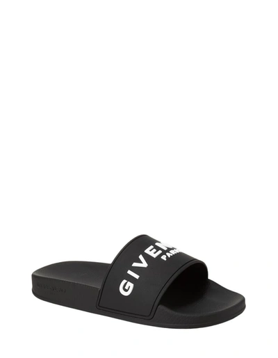Shop Givenchy Rubber Slippers With Logo In Black