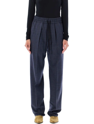 Isabel Marant Étoile Priska Pleated Prince Of Wales Checked Wool-blend Pants In Midnight Blue Check