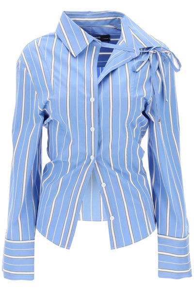 Shop Jacquemus 'la Chemise Ruban' Cotton Shirt In Blue