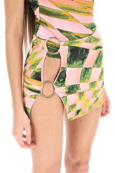 Shop Louisa Ballou Double Ring Mini Skirt In Multicolor