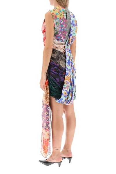 Shop Marine Serre Upcycled-silk Patchwork Dress In Multicolor