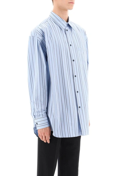 Shop Off-white Striped Maxi Shirt In Blue