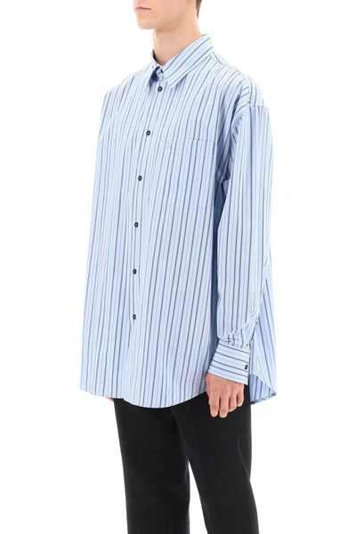 Shop Off-white Striped Maxi Shirt In Blue