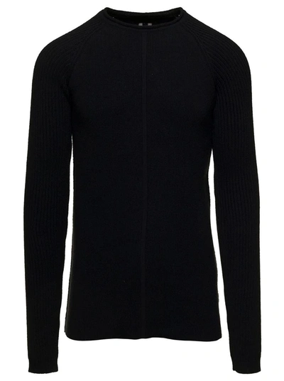 Shop Rick Owens Black Long Sleeve Top With Crewneck In Cashmere And Wool Man