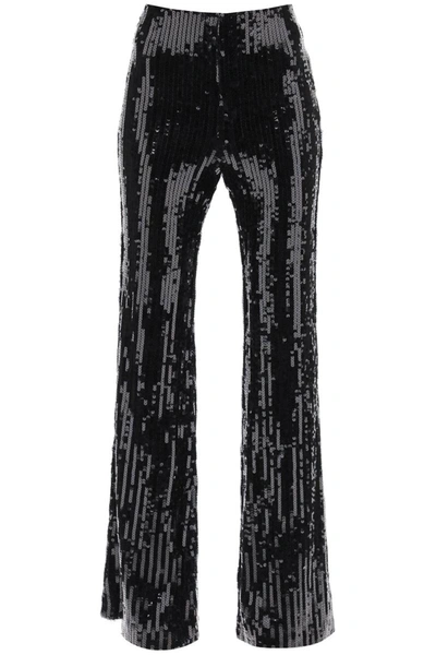 Shop Rotate Birger Christensen Rotate Sequined Flared Pants In Black