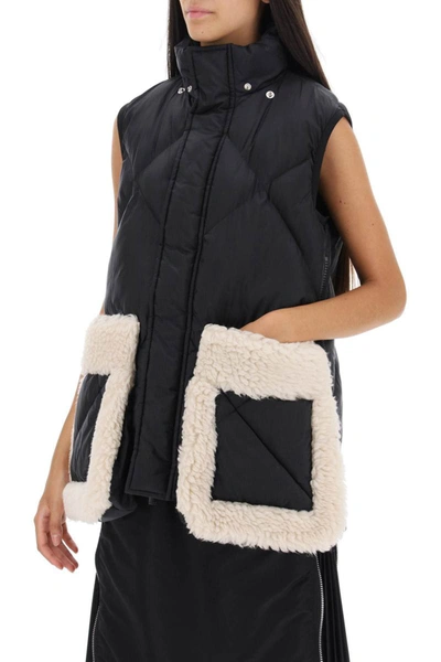 Shop Sacai Convertible Jacket In Ripstop And Faux Shearling In Multicolor