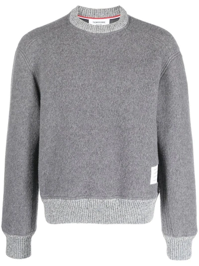 Shop Thom Browne Wool Sweater With Logo In Light Grey