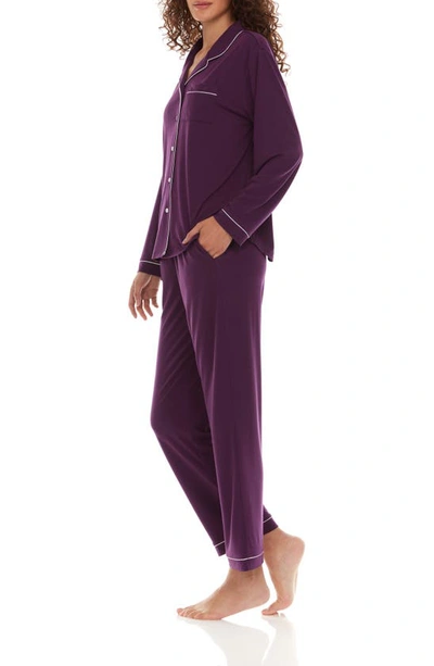 Shop Flora Nikrooz Annie Long Sleeve & Pants 2-piece Pajama Set In Plum