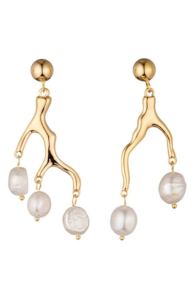 Shop Eye Candy Los Angeles Astrid Imitation Pearl Drop Earrings In Gold