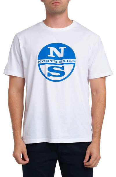 Shop North Sails Logo Cotton Graphic T-shirt In White