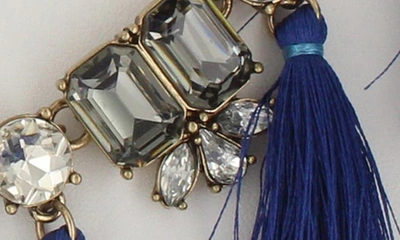 Olivia Welles Tassel Bib Necklace In Gold / Blue
