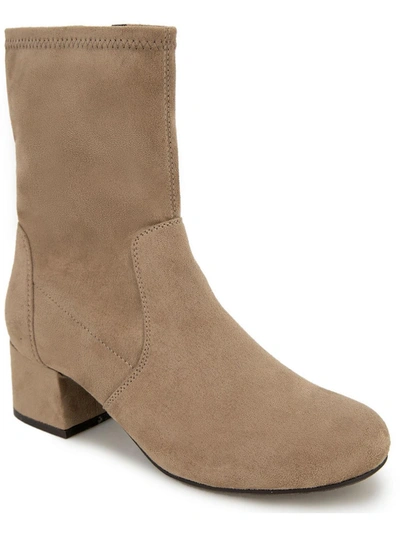 Shop Kenneth Cole Reaction Road Stretch Womens Faux Suede Block Heel Ankle Boots In Brown