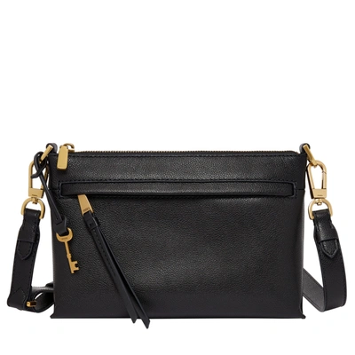 Shop Fossil Women's Kiera Leather Small Crossbody In Black