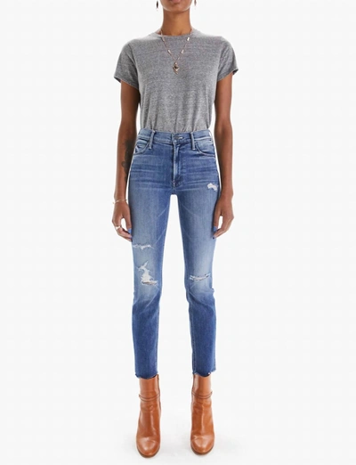 Shop Mother Mid Rise Dazzler Ankle Fray Jean In Weekend Warrior In Multi