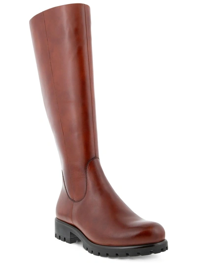 Shop Ecco Modtray Womens Leather Tall Knee-high Boots In Brown