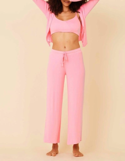 Shop Lamade Shirred Back Crop Culotte Pant In Begonia In Pink