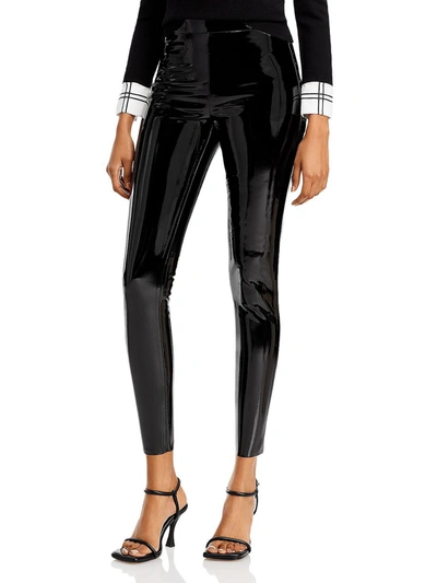 Shop Alice And Olivia Maddox Womens Patent Skinny Leggings In Black