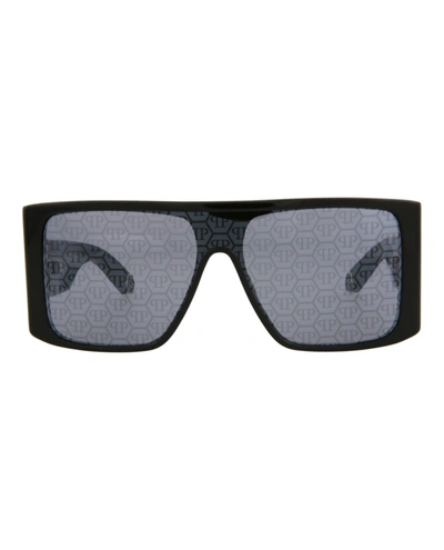 Shop Philipp Plein Shield-frame Acetate Sunglasses In Grey