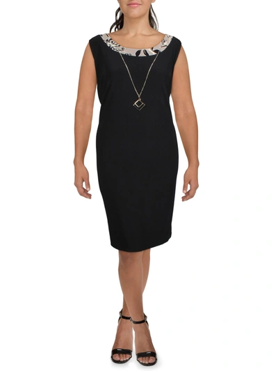 Shop R & M Richards Plus Womens Knit Sleeveless Shift Dress In Black