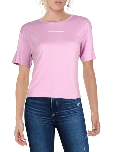 Shop Calvin Klein Jeans Est.1978 Womens Short Sleeve Crewneck T-shirt In Purple