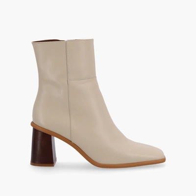 Shop Alohas West Vintage Cream Leather Ankle Boots In White
