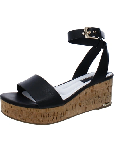 Shop Franco Sarto Presley Womens Leather Ankle Strap Wedge Sandals In Black