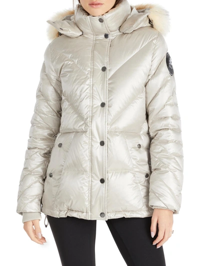 Shop Pajar Viktoria Womens Faux Fur Trim Cold Weather Down Coat In Beige