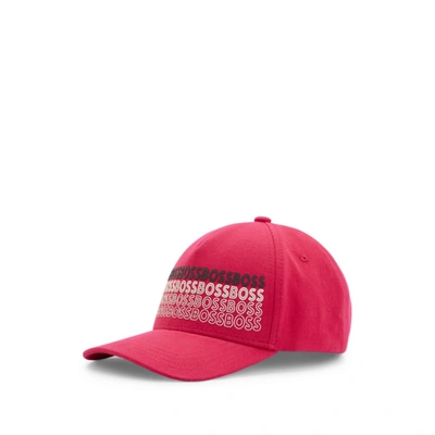 Shop Hugo Boss Cotton-twill Cap With Repeat-logo Print In Pink