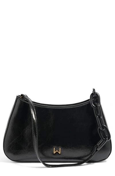 Shop House Of Want Newbie Vegan Leather Shoulder Bag In Glossy Black