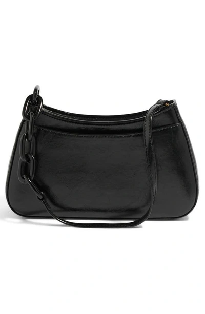 Shop House Of Want Newbie Vegan Leather Shoulder Bag In Glossy Black