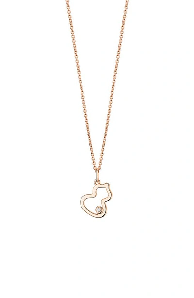 Shop Qeelin Petite Wulu Diamond Open Pendant Necklace In Rose Gold